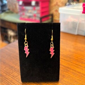 Fun new Gold and Pink Lightning Bolt Earrings 80s vibes